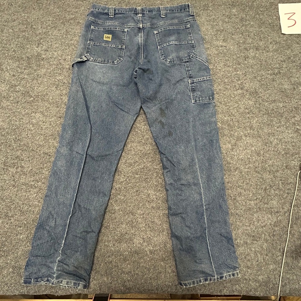 Lee Carpenter Jeans Mens Size 34x34 Blue Loose Fit Utility Denim Workwear Pants